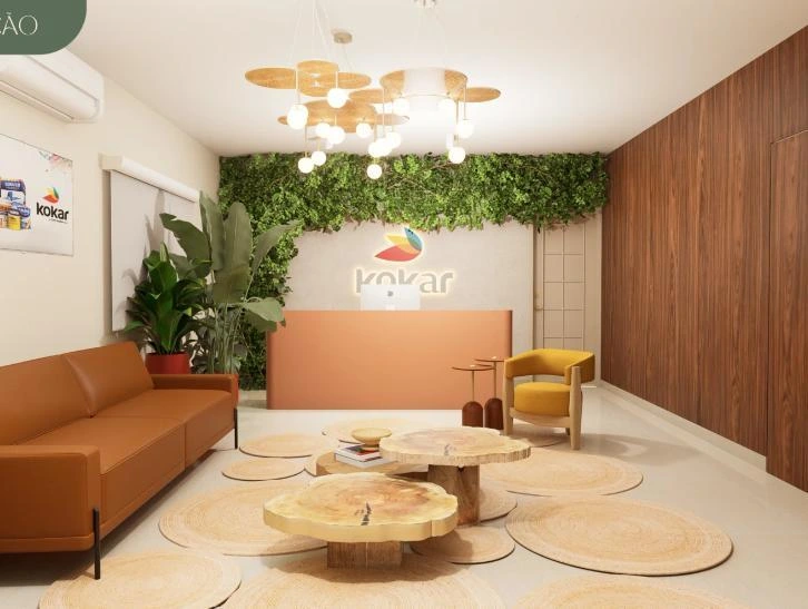 Projeto autoral Mavoo Espaço Kokar com showroom de cores, iluminação cênica e arquitetura sensorial.